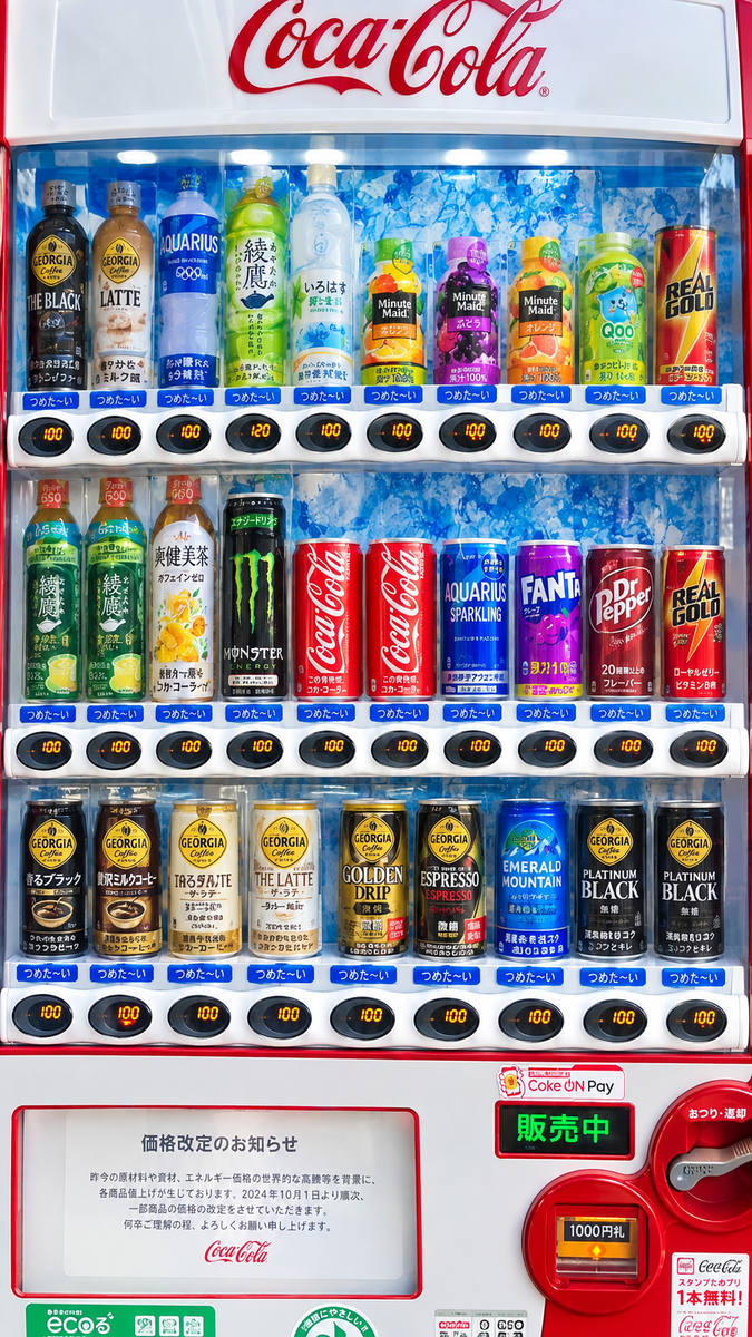 自動販売機の飲み物をALL100円になりました！！